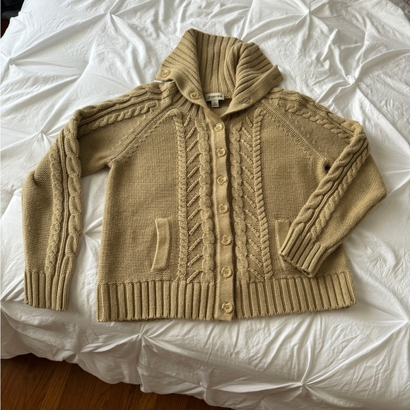 Chunky Cable Knit Camel Cardigan - Picture 2 of 4
